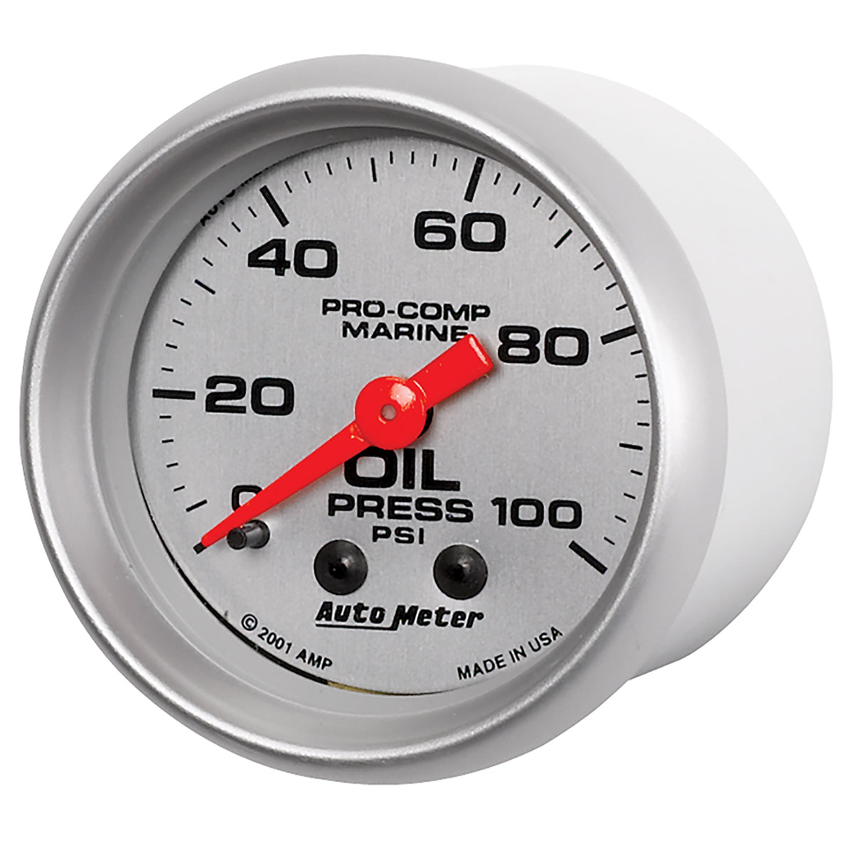 AutoMeter 200790-33 - GAUGE, OIL PRESSURE, 2 1/16", 100PSI, MECHANICAL, MARINE SILVER 4