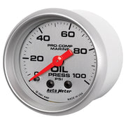 AutoMeter 200790-33 - GAUGE, OIL PRESSURE, 2 1/16", 100PSI, MECHANICAL, MARINE SILVER 4