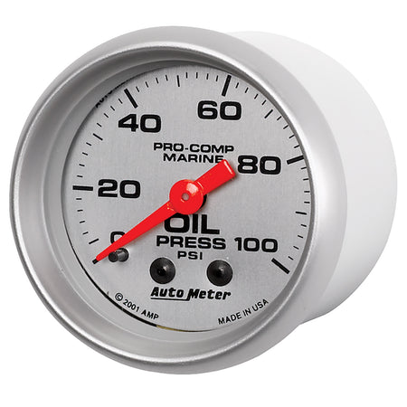 AutoMeter 200790-33 - GAUGE, OIL PRESSURE, 2 1/16", 100PSI, MECHANICAL, MARINE SILVER 4