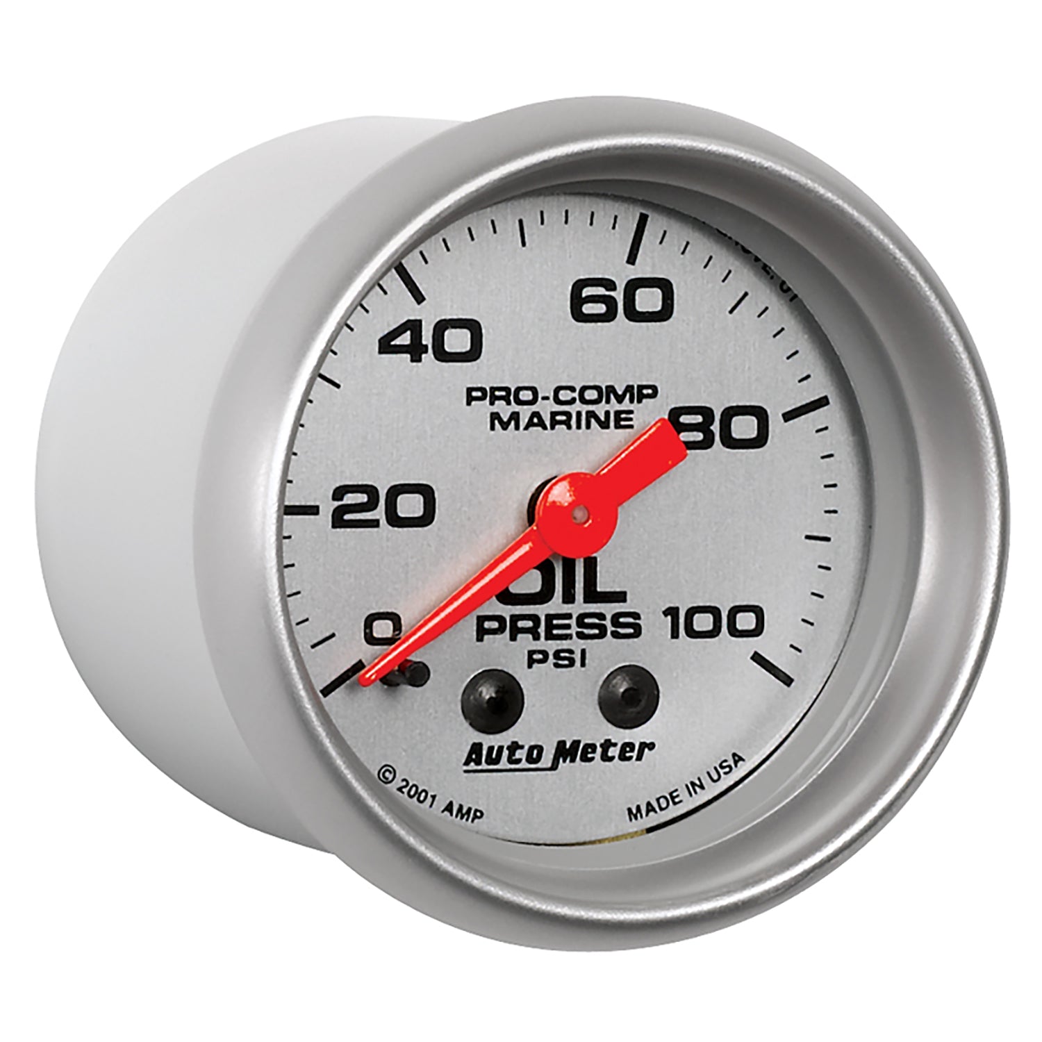 AutoMeter 200790-33 - GAUGE, OIL PRESSURE, 2 1/16", 100PSI, MECHANICAL, MARINE SILVER 5
