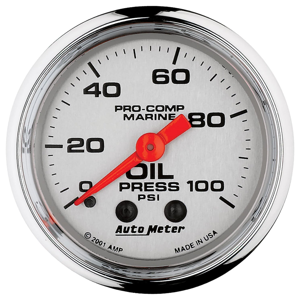 AutoMeter Body AutoMeter 200790-35 - GAUGE, OIL PRESSURE, 2 1/16", 100PSI, MECHANICAL, MARINE CHROME