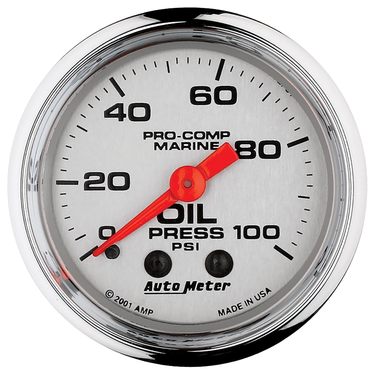 AutoMeter Body AutoMeter 200790-35 - GAUGE, OIL PRESSURE, 2 1/16", 100PSI, MECHANICAL, MARINE CHROME