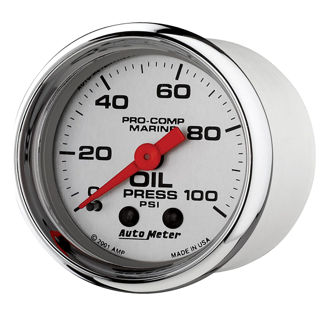 AutoMeter Body AutoMeter 200790-35 - GAUGE, OIL PRESSURE, 2 1/16", 100PSI, MECHANICAL, MARINE CHROME