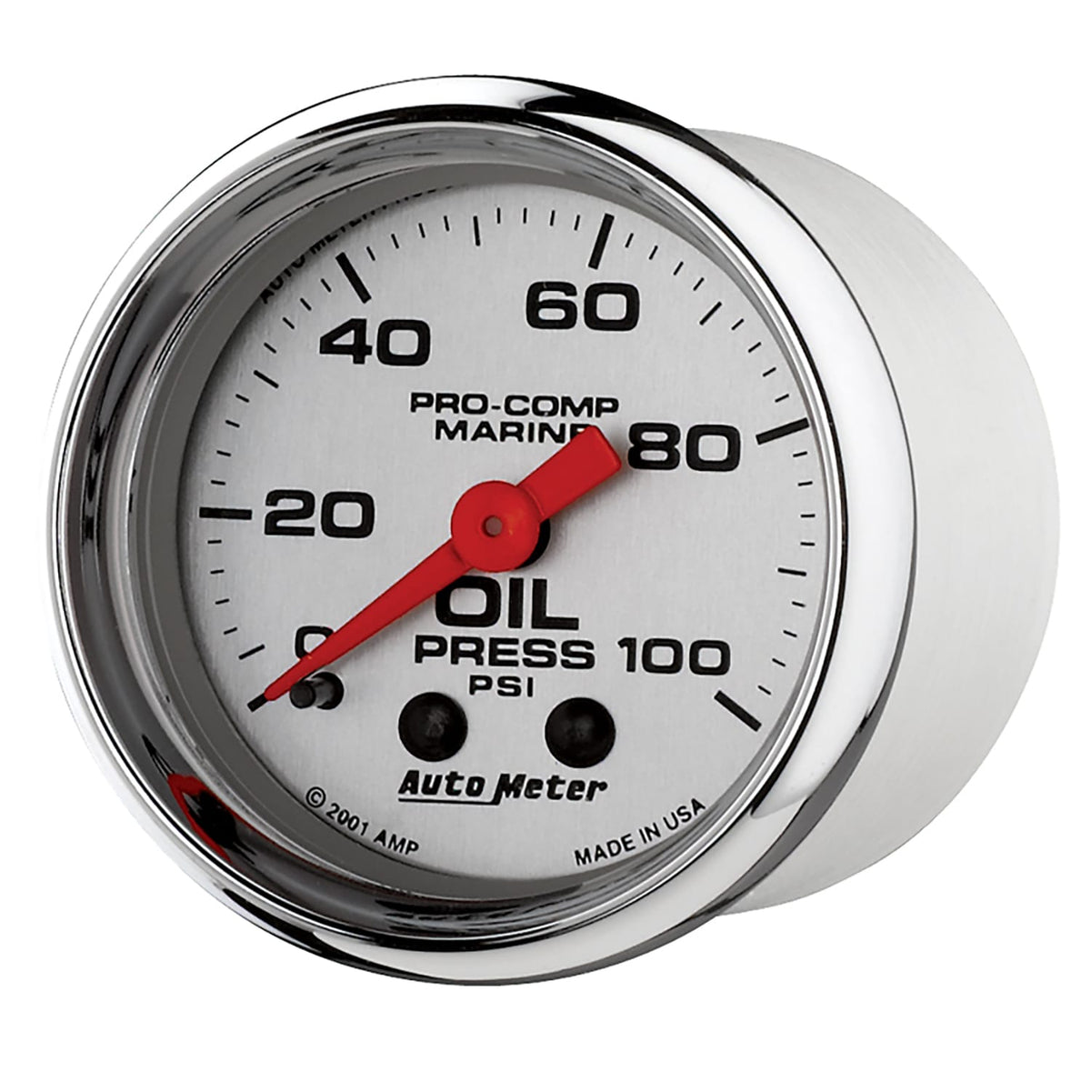 AutoMeter Body AutoMeter 200790-35 - GAUGE, OIL PRESSURE, 2 1/16", 100PSI, MECHANICAL, MARINE CHROME