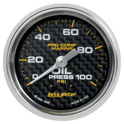 AutoMeter 200790-40 - GAUGE, OIL PRESSURE, 2 1/16", 100PSI, MECHANICAL, MARINE CARBON FIBER