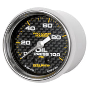 AutoMeter 200790-40 - GAUGE, OIL PRESSURE, 2 1/16", 100PSI, MECHANICAL, MARINE CARBON FIBER