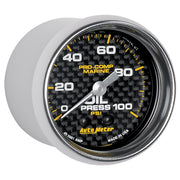 AutoMeter 200790-40 - GAUGE, OIL PRESSURE, 2 1/16", 100PSI, MECHANICAL, MARINE CARBON FIBER