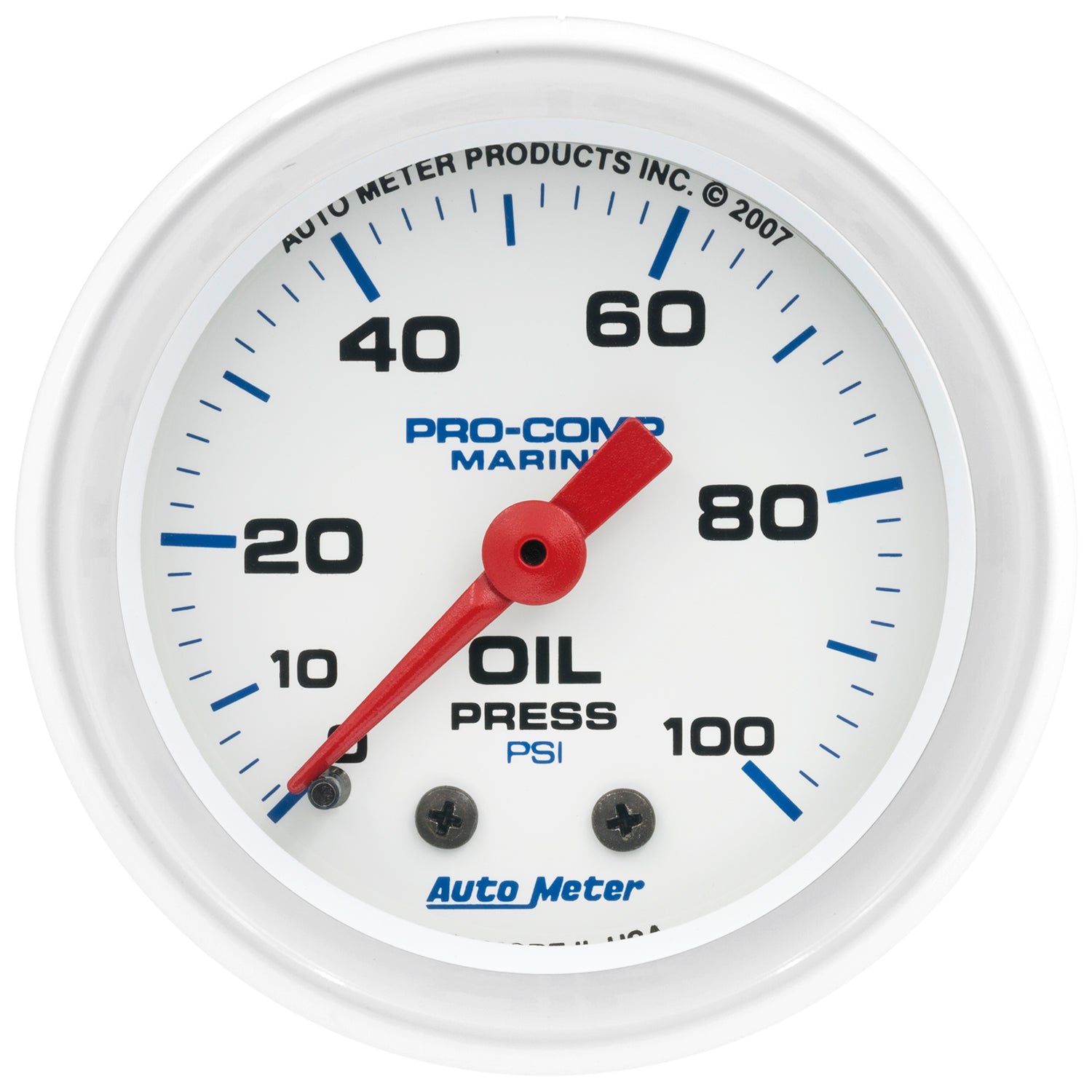 AutoMeter 200790 - GAUGE, OIL PRESSURE, 2 1/16", 100PSI, MECHANICAL, MARINE WHITE 3