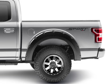Bushwacker 20092-02 - Black Pocket/Rivet Style Smooth Finish Rear Fender Flares For 2015-2020 Ford F150 Bushwacker 1