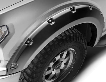 Bushwacker Body Bushwacker 20109-02 - Black Pocket/Rivet Style Smooth Finish Front Fender Flares For 2018-2020 F150 W/78.9/97.6 Inch Bed 2018-2020 F150 W/67.1 Inch Bed Bushwacker