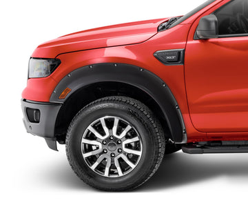 Bushwacker 20119-02 - Black Pocket/Rivet Style Smooth Finish Front Fender Flares For 2019-2023 Ford Ranger Bushwacker