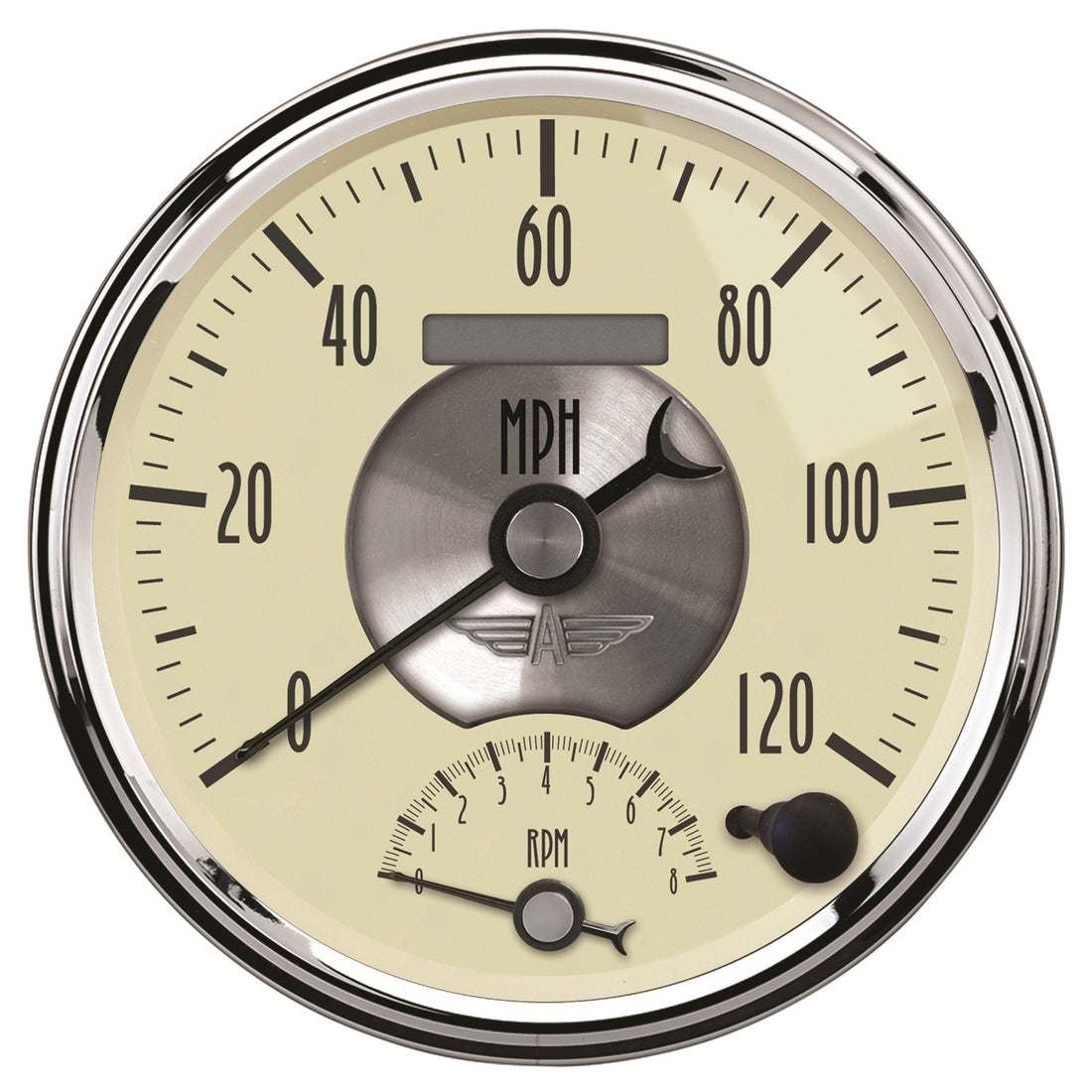 AutoMeter 2090 - GAUGE, TACH/SPEEDO, 5", 120MPH & 8K RPM, ELEC. PROGRAM., PRESTIGE ANTQ. IVORY 3