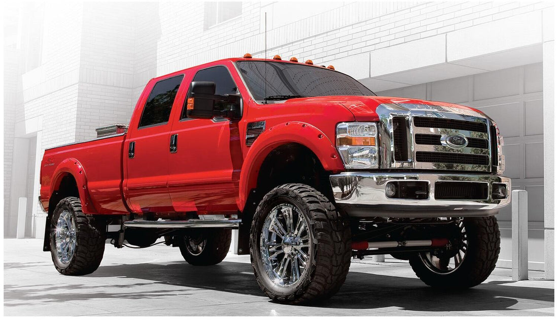 Bushwacker 20917-02 - Black Pocket/Rivet Style Smooth Finish 4-Piece Fender Flare Set For 2008-2010 Ford F250/F350 Super Duty Bushwacker 1