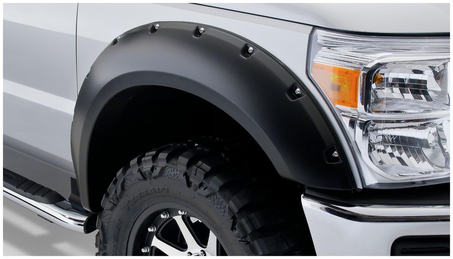 Bushwacker 20917-02 - Black Pocket/Rivet Style Smooth Finish 4-Piece Fender Flare Set For 2008-2010 Ford F250/F350 Super Duty Bushwacker 3
