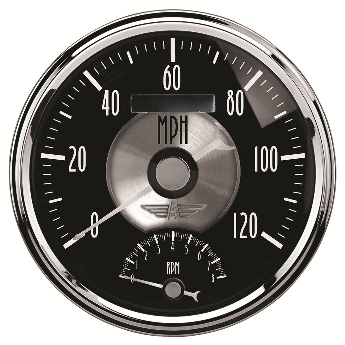AutoMeter 2091 - GAUGE, TACH/SPEEDO, 5", 120MPH & 8K RPM, ELEC. PROGRAM, PRESTIGE BLK. DIAMOND 1