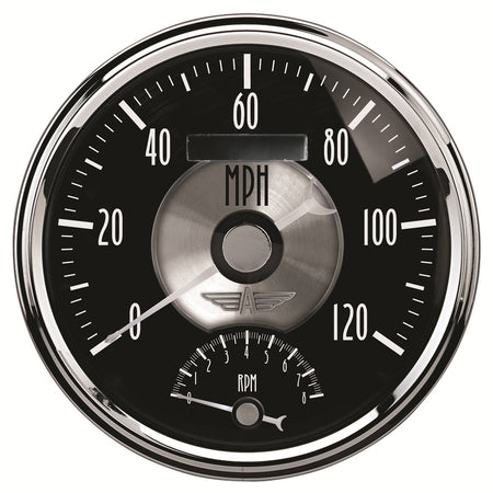 AutoMeter 2091 - GAUGE, TACH/SPEEDO, 5", 120MPH & 8K RPM, ELEC. PROGRAM, PRESTIGE BLK. DIAMOND 1