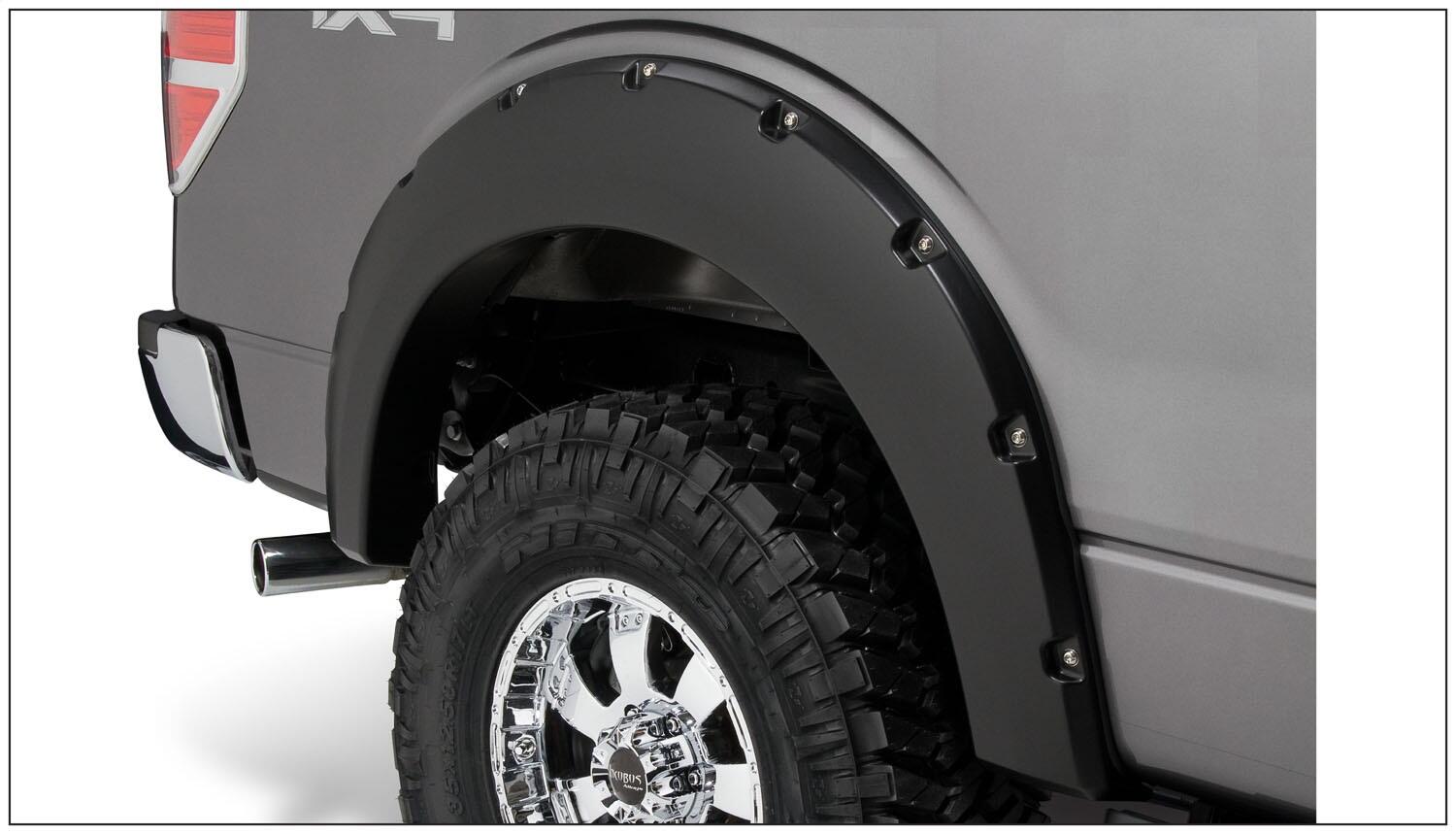Bushwacker 20929-02 - Black Pocket/Rivet Style Smooth Finish 4-Piece Fender Flare Set For 2009-2014 Ford F150 (Excludes Raptor) Bushwacker 3