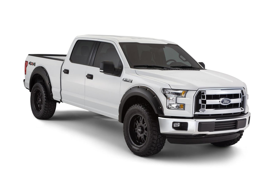 Bushwacker 20935-02 - Black Pocket/Rivet Style Smooth Finish 4-Piece Fender Flare Set For 2015-2017 Ford F150 (Excludes Models W/Tech Package) Bushwacker 2