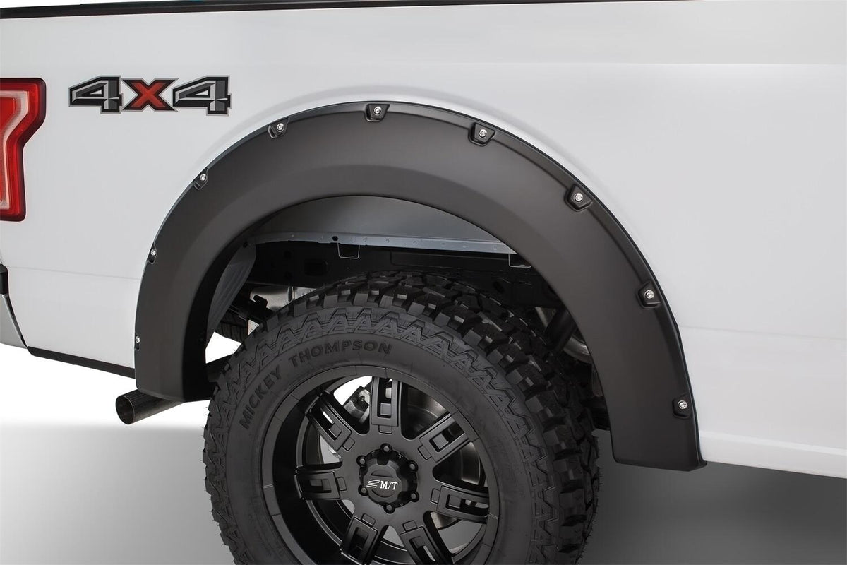 Bushwacker 20935-02 - Black Pocket/Rivet Style Smooth Finish 4-Piece Fender Flare Set For 2015-2017 Ford F150 (Excludes Models W/Tech Package) Bushwacker 5