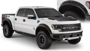 Bushwacker 20938-02 - Black Pocket/Rivet Style Smooth Finish 4-Piece Fender Flare Set For 2010-2014 Ford Raptor Bushwacker 1