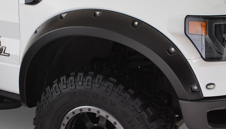Bushwacker 20938-02 - Black Pocket/Rivet Style Smooth Finish 4-Piece Fender Flare Set For 2010-2014 Ford Raptor Bushwacker 2
