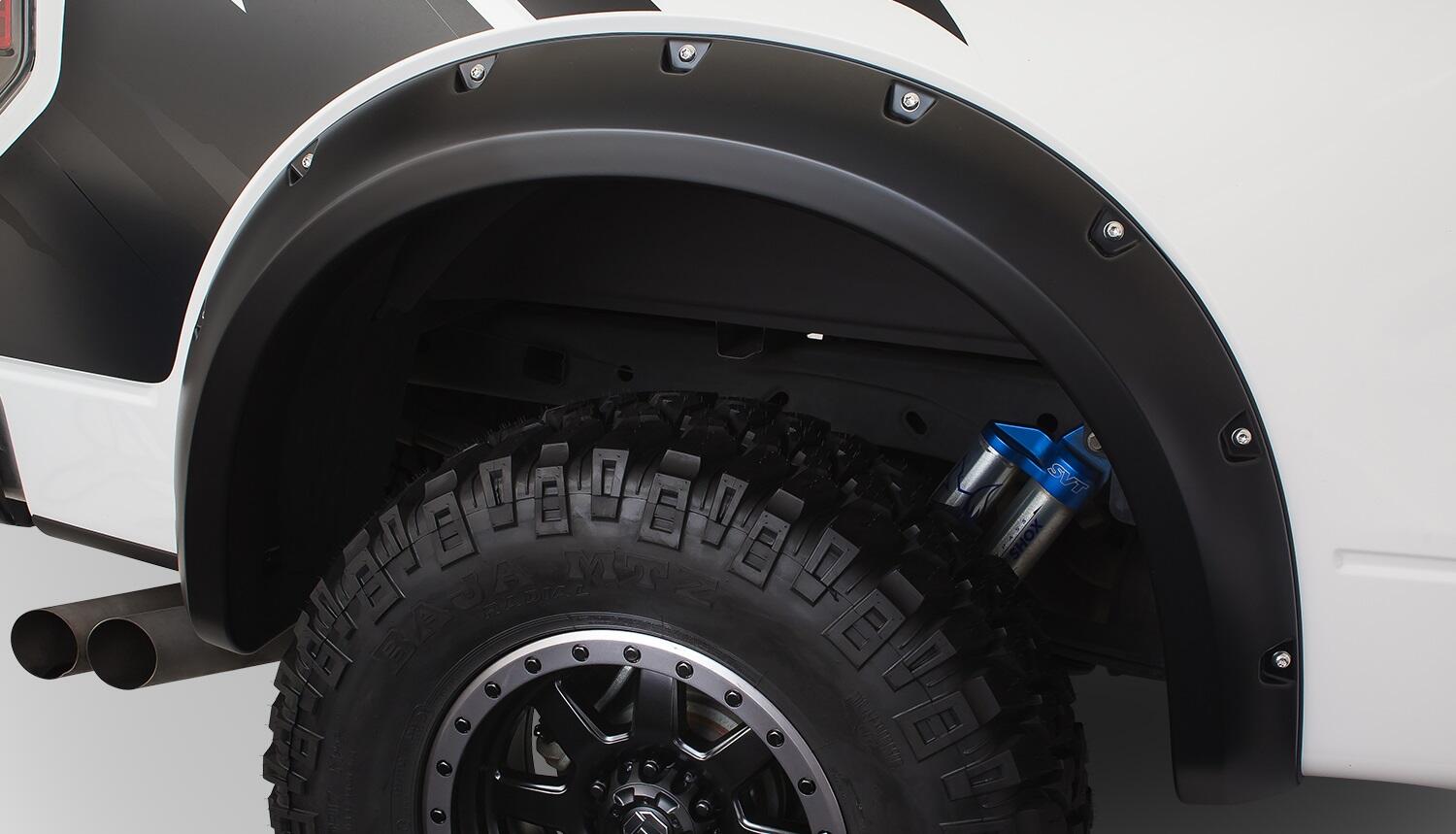 Bushwacker 20938-02 - Black Pocket/Rivet Style Smooth Finish 4-Piece Fender Flare Set For 2010-2014 Ford Raptor Bushwacker 3