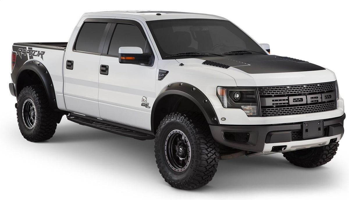 Bushwacker 20938-02 - Black Pocket/Rivet Style Smooth Finish 4-Piece Fender Flare Set For 2010-2014 Ford Raptor Bushwacker 5