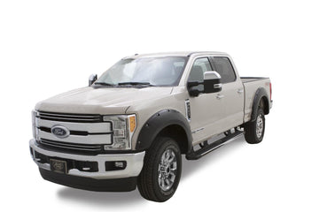 Bushwacker 20942-02 - Black Pocket/Rivet Style Smooth Finish 4-Piece Fender Flare Set For 2017-2022 Ford F250/F350 Super Duty W/81.8 Inch Bed
