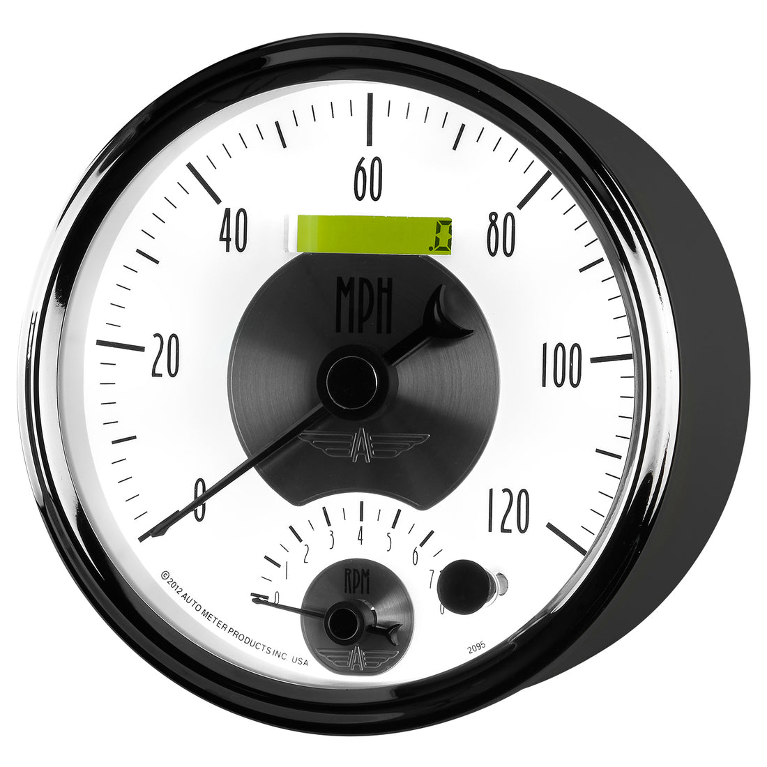 AutoMeter 2095 - GAUGE, TACH/SPEEDO, 5", 120MPH & 8K RPM, ELEC. PROGRAM., PRESTIGE PEARL 5