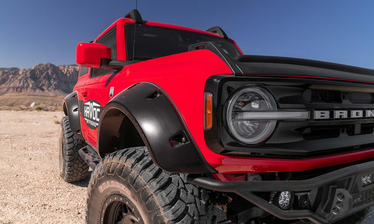 Bushwacker NA Bushwacker 20965-02 - Black Pocket/Rivet Style Smooth Finish Front Fender Flares For 2021-2023 Ford Bronco 2-DR Bushwacker