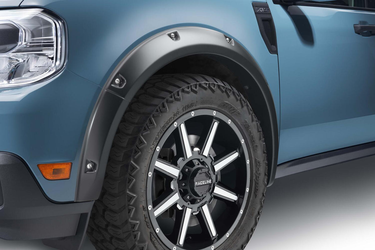 Bushwacker 20967-02 - Black Pocket/Rivet Style Textured Finish 4-Piece Fender Flare Set For 22-26 Ford Maverick Bushwacker 2