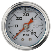 AutoMeter 2176 - GAUGE, PRESSURE, 1.5" DIRECT MNT, 60PSI, LIQUID FILLED MECH, WHT, 1/8" NPTF MALE 3