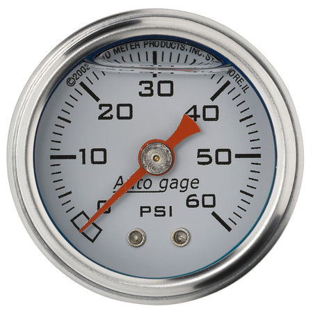 AutoMeter 2176 - GAUGE, PRESSURE, 1.5" DIRECT MNT, 60PSI, LIQUID FILLED MECH, WHT, 1/8" NPTF MALE 3