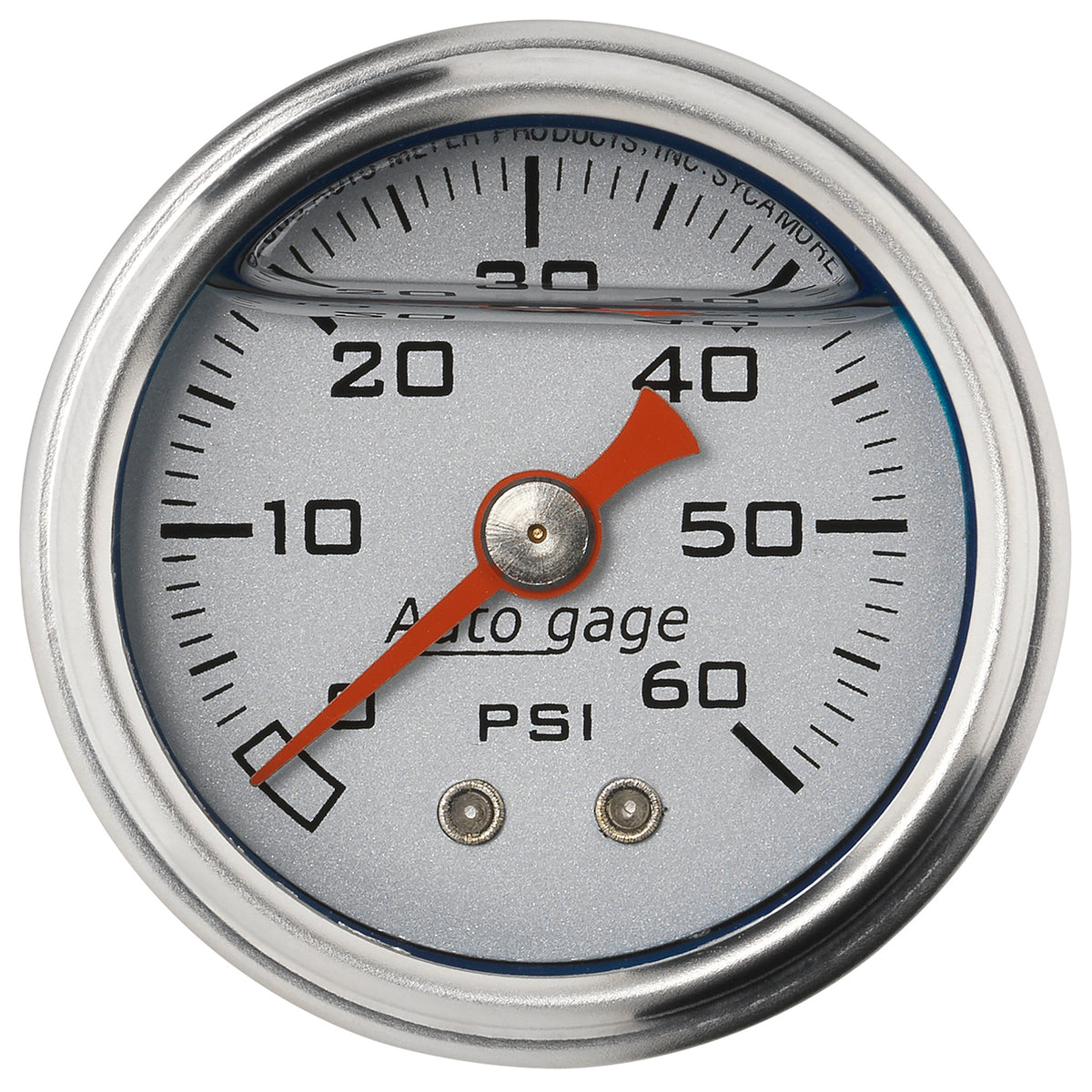 AutoMeter 2179 - GAUGE, PRESS, 1.5" DIRECT MNT, 60PSI, LIQUID FILLED MECH, SLVR, 1/8" NPTF MALE 3