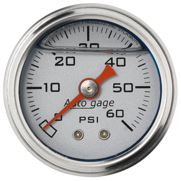 AutoMeter 2179 - GAUGE, PRESS, 1.5" DIRECT MNT, 60PSI, LIQUID FILLED MECH, SLVR, 1/8" NPTF MALE 3