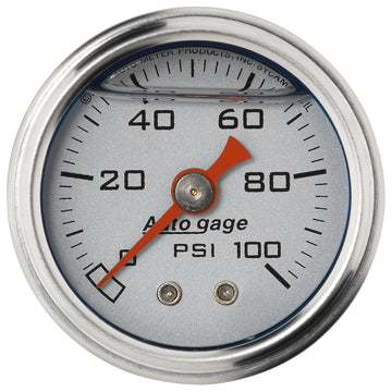 AutoMeter 2180 - GAUGE, PRESS, 1.5" DIRECT MNT, 100PSI, LIQUID FILLED MECH, SLVR, 1/8" NPTF MALE 3