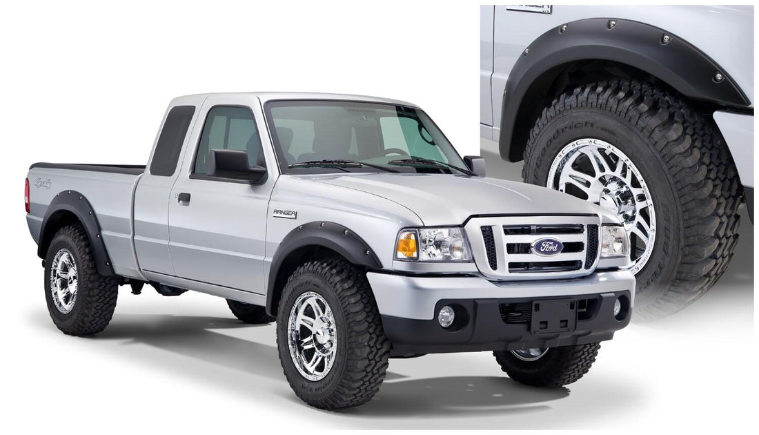 Bushwacker 21915-02 - Black Pocket/Rivet Style Smooth Finish 4-Piece Fender Flare Set For 1993-2011 Ford Ranger (Excludes FX4) Bushwacker 1