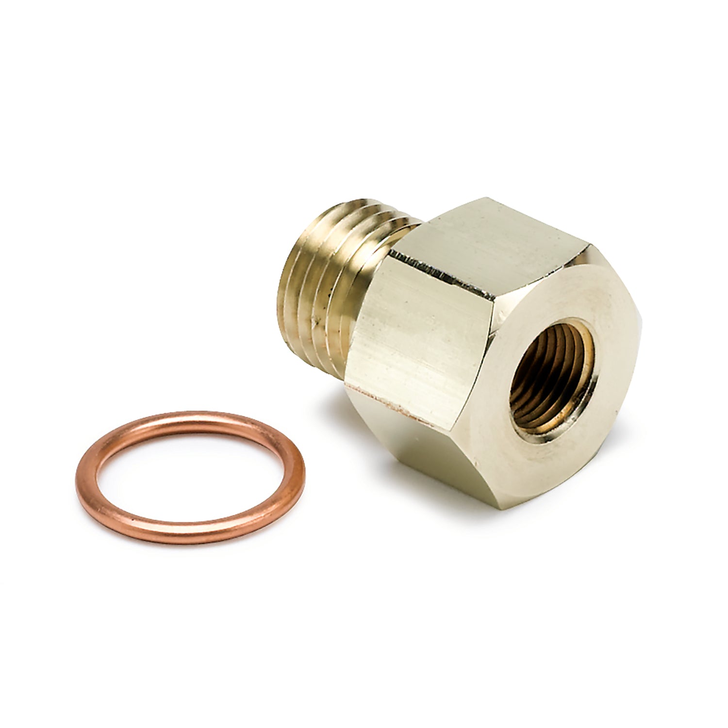 AutoMeter 2267 - FITTING, ADAPTER, METRIC, M14X1.5 MALE TO 1/8" NPTF FEMALE, BRASS 3
