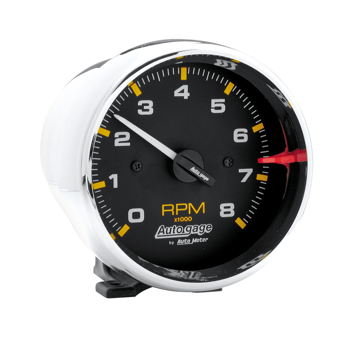 AutoMeter 2301 - GAUGE, TACH, 3 3/4", 8K RPM, PEDESTAL, BLK DIAL CHROME CASE, AUTOGAGE 5