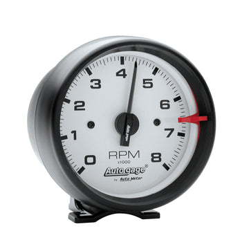 AutoMeter 2303 - GAUGE, TACH, 3 3/4", 8K RPM, PEDESTAL, WHT DIAL BLK CASE, AUTOGAGE 3