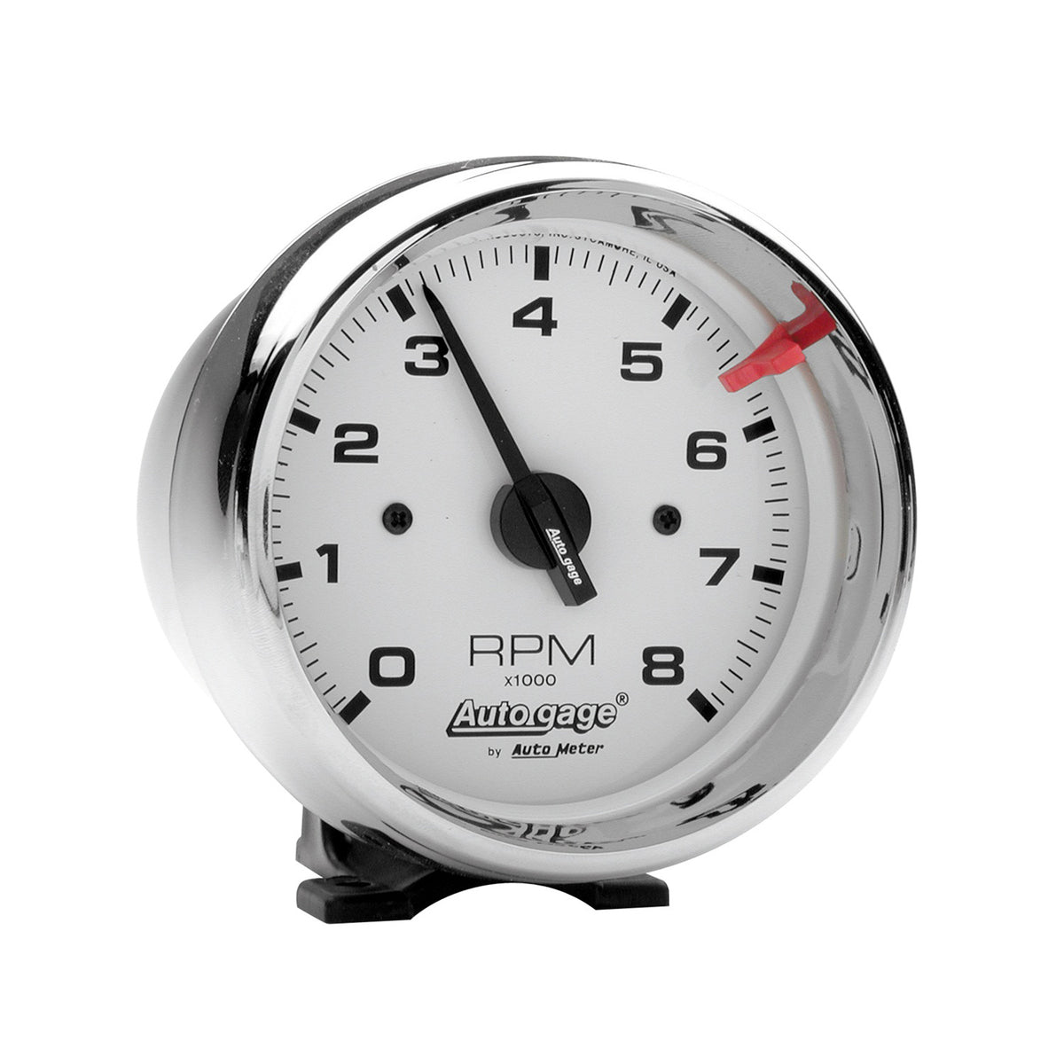 AutoMeter 2304 - GAUGE, TACH, 3 3/4", 8K RPM, PEDESTAL, WHT DIAL CHROME CASE, AUTOGAGE 3