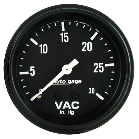 AutoMeter 2317 - GAUGE, VACUUM, 2 5/8", 30INHG, MECHANICAL, BLACK, AUTOGAGE 3
