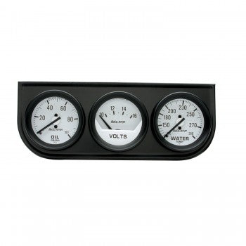 AutoMeter 2327 - GAUGE CONSOLE, OILP/WTMP/VOLT, 2", 100PSI/280?F/16V, WHT DIAL, BLK BZL, AG 4