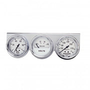 AutoMeter 2329 - GAUGE CONSOLE, OILP/WTMP/VOLT, 2 5/8", 100PSI/280?F/16V, WHT DIAL, CHRME BZL, AG 4