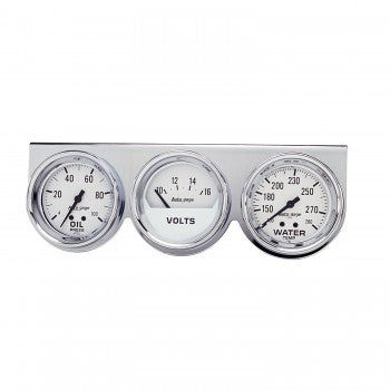 AutoMeter 2329 - GAUGE CONSOLE, OILP/WTMP/VOLT, 2 5/8", 100PSI/280?F/16V, WHT DIAL, CHRME BZL, AG 4