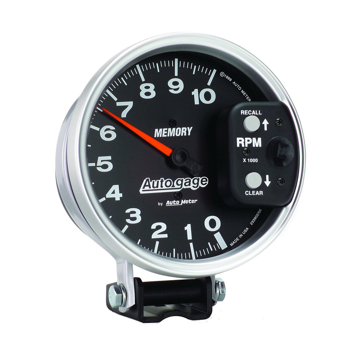 AutoMeter 233902 - GAUGE, TACHOMETER, 5", 10K RPM, PEDESTAL W/ PEAK MEMORY, BLACK, AUTO GAGE 5