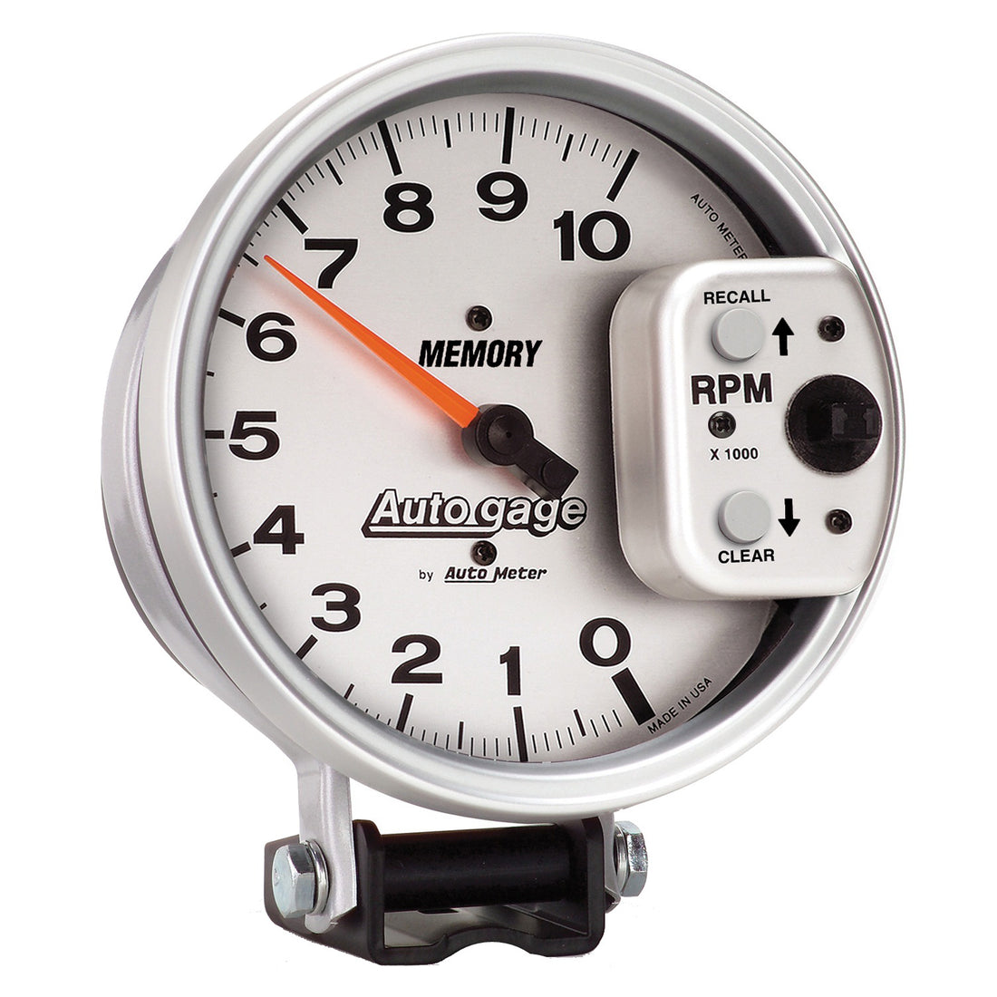 AutoMeter 233907 - GAUGE, TACHOMETER, 5", 10K RPM, PEDESTAL W/ PEAK MEMORY, SILVER, AUTO GAGE 3