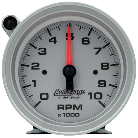 AutoMeter 233909 - GAUGE, TACH, 3 3/4", 10K RPM, PEDESTAL W/EXT SHIFT LIGHT, SLVR DIAL BLK CASE, AG 3