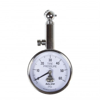 AutoMeter 2343 - GAUGE, TIRE PRESSURE, ANALOG, 60PSI, WHITE DIAL, W/ PEAK HOLD, AUTOGAGE 5