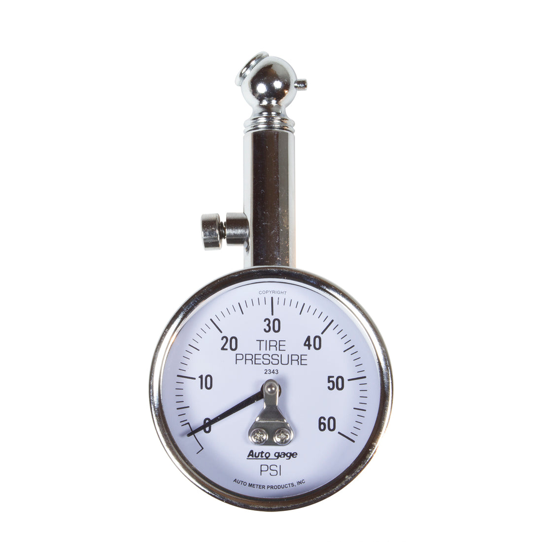 AutoMeter 2343 - GAUGE, TIRE PRESSURE, ANALOG, 60PSI, WHITE DIAL, W/ PEAK HOLD, AUTOGAGE 4